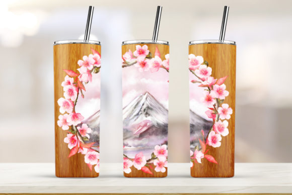 20oz Skinny Tumbler Sakura Wood: Graphics & Print Templates