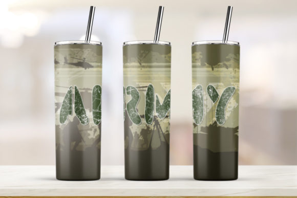 20oz Skinny Tumbler Sublimation Army