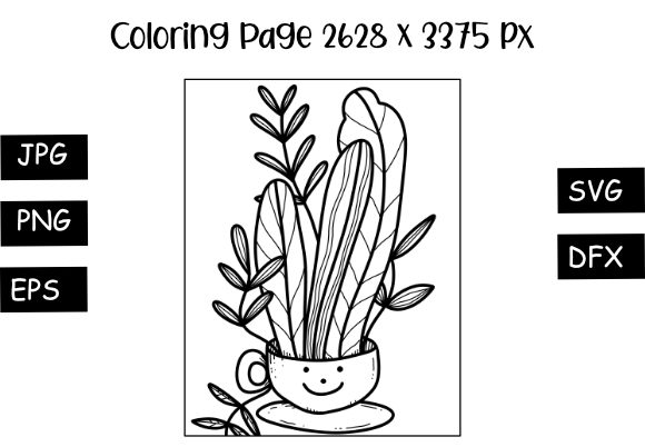 A Cozy Coffee Cup Coloring Graphic for Craft & Small Business Use