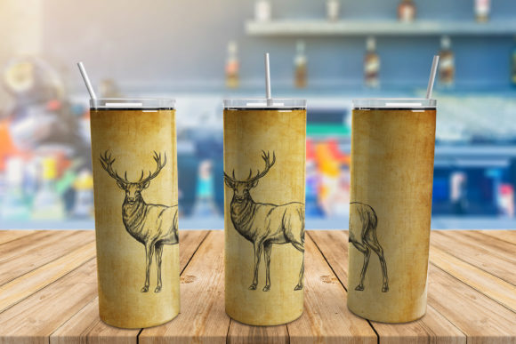 A Deer Hunting Tumbler Design for Product Graphics & Print Templates