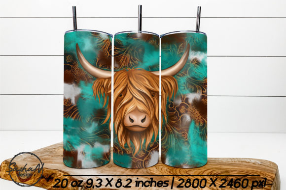 A Highland Cow Graphics Set for Tumbler Print Templates