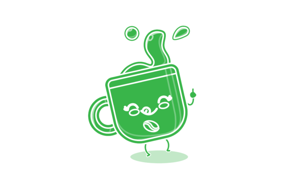 A Kawaii Green Coffee Cup Icon: Graphic Design Asset Review