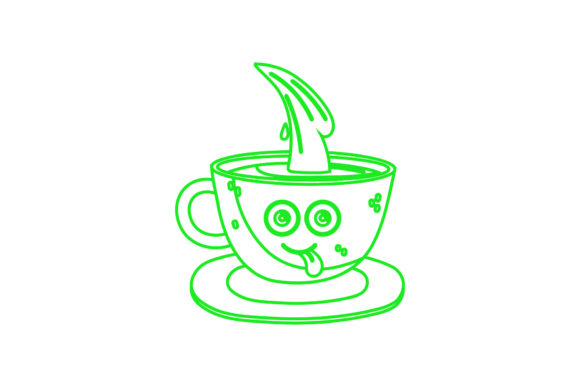 A Kawaii Outline Smile Cup Graphic for Friendly Branding