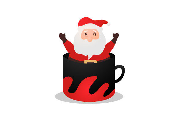 Cartoon Santa Claus Inside Cup Design