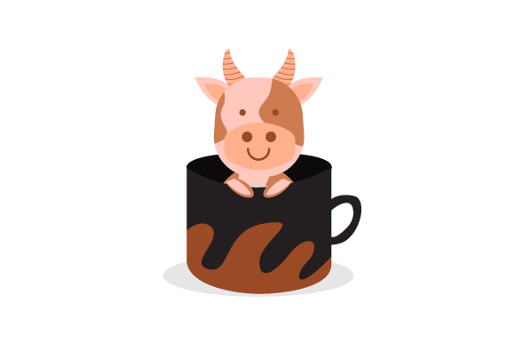Cute Animal Cow Character Inside Cup Graphics Review