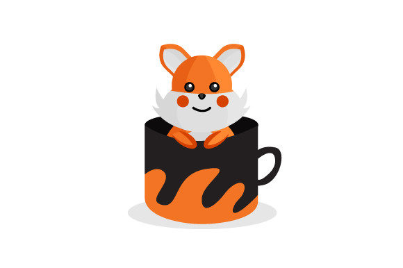 Cute Animal Fox Character Inside Cup Graphics Review