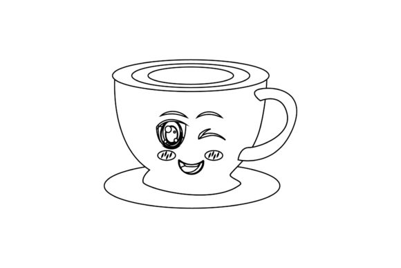 Evaluating the Coffee Cup Sweet Kawaii Outline Icon Graphic
