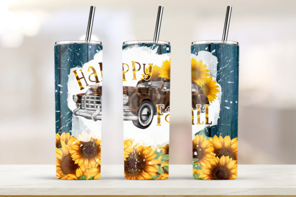 Happy Fall Sunflower Tumbler Graphics & Print Templates