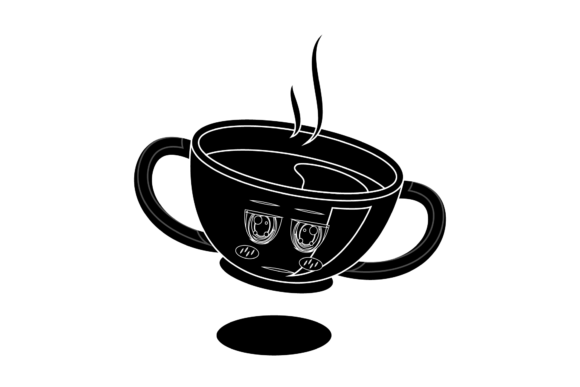 Kawaii Black Coffee Cup Graphics for Products & Illustrations