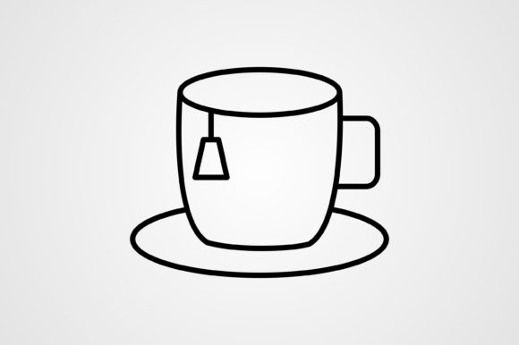 Reviewing Cup of Tea Line Icon for Commercial Graphics