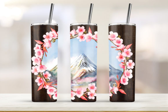 Sakura Wood 20oz Skinny Tumbler: Graphics & Print Templates