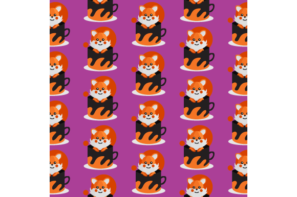 Seamless Pattern Inside Cup Animal Fox for Brand Graphics