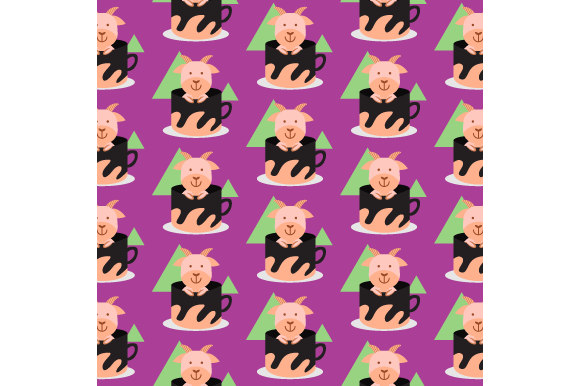 Seamless Pattern Inside Cup Animal Goat: Graphics & Patterns