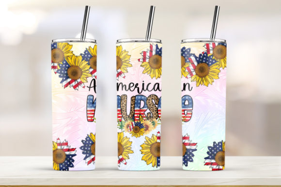 Sunflower Nurse America Tumbler Skinny Print Templates