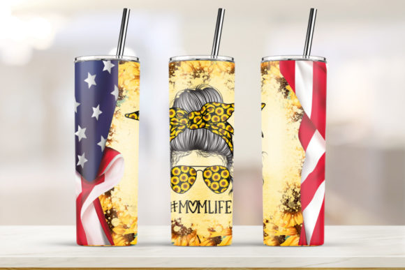USA MOM Life 20oz Skinny Tumbler: Print Templates & Graphics